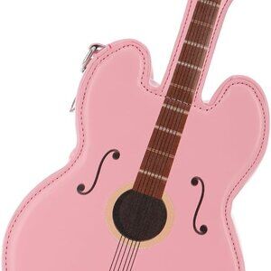Women Guitar Shaped Shoulder Bag Creative Music Sparkly Leather Novelty Crossbod